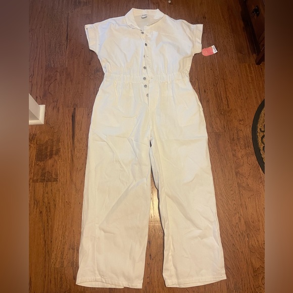 ARULA Pants - Arula Size A (14/16) White Denim Pantsuit Jumper NWT